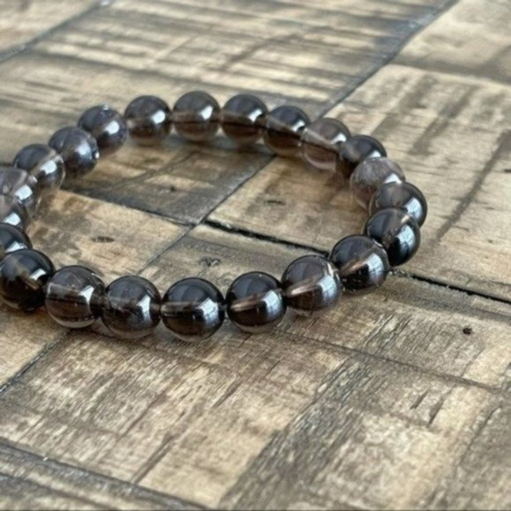 8mm Smokey Quartz Chakra Stretch Bracelet - Picture 6 of 6